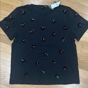NEW J. Crew Black Embellished Boxy t shirt